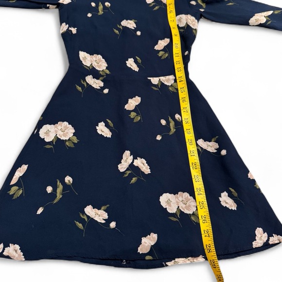 Reformation Blue Finch Floral Mini Long Sleeve Dress Cottagecore Coquette Size 0 - Picture 5 of 7